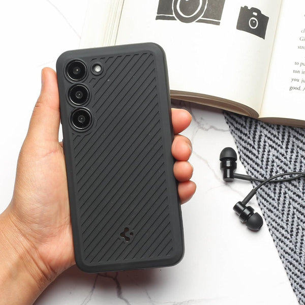 Black Line Wave Silicone Case for Samsung S23 - The Hatke