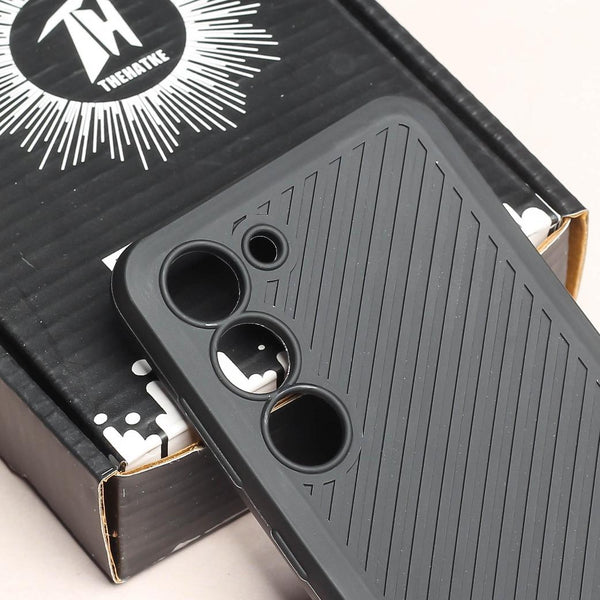 Black Line Wave Silicone Case for Samsung S23 - The Hatke