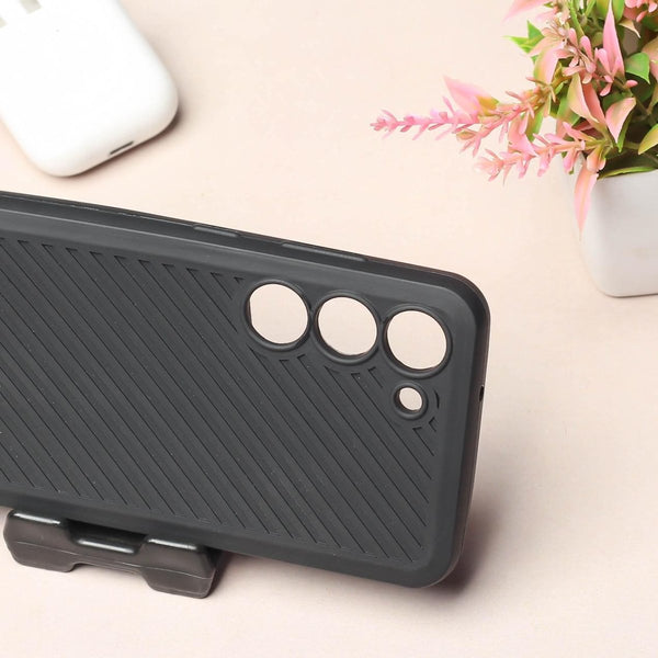 Black Line Wave Silicone Case for Samsung S23 - The Hatke