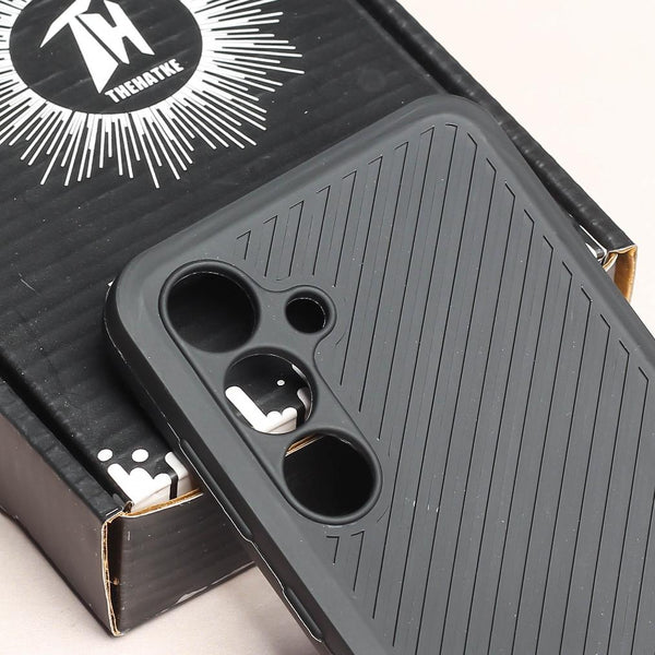 Black Line Wave Silicone Case for Samsung S23 fe - The Hatke