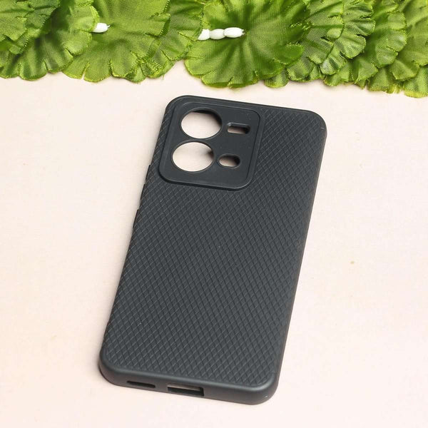 Black Line Wave Silicone Case for Vivo V25 - The Hatke