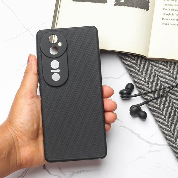 Black Line Wave Silicone Case for Vivo V40 - The Hatke
