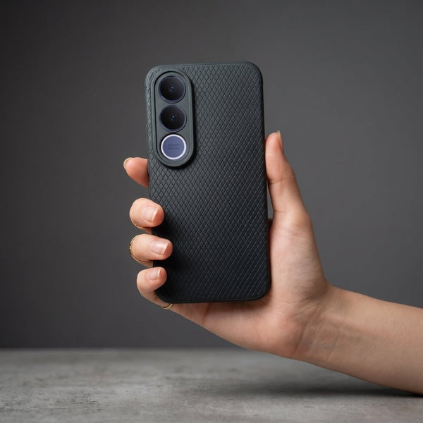 Black Line Wave Silicone Case for Vivo V70 Fe - The Hatke