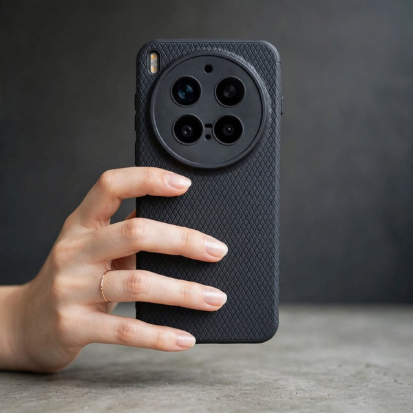 Black Line Wave Silicone Case for Vivo X300 Pro - The Hatke