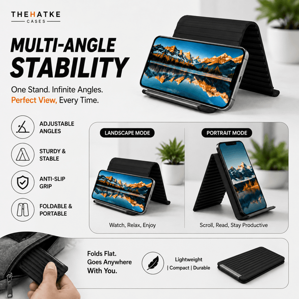 Black Magic foldable flexible silicone stand - The Hatke