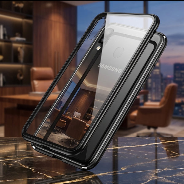 Black Magnetic Back Case for Samsung A30 - The Hatke