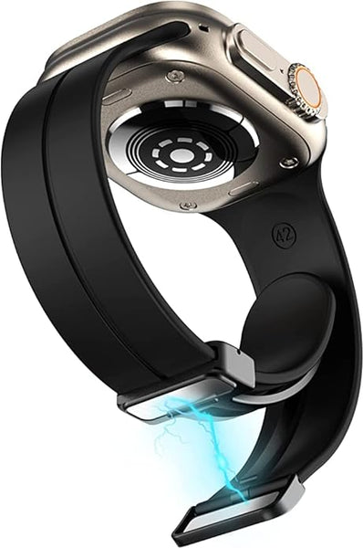 Black Magnetic Clasp Adjustable Strap For Apple Watch SERIES 3 (42mm/44mm/45mm/46mm/49mm) - The Hatke
