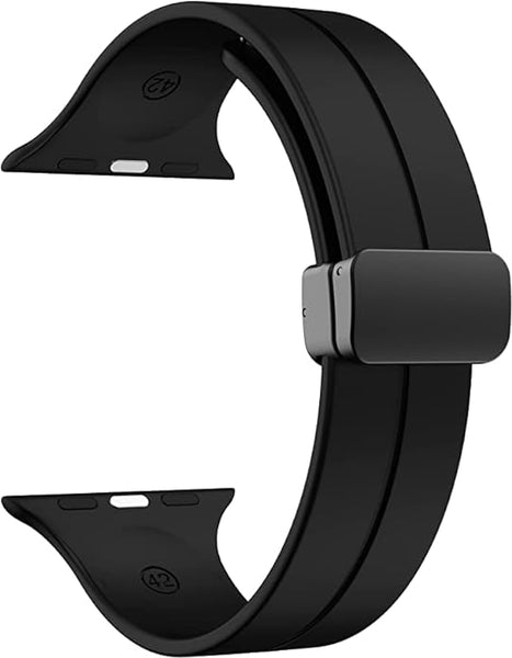 Black Magnetic Clasp Adjustable Strap For Apple Watch SERIES 5 (42mm/44mm/45mm/46mm/49mm) - The Hatke