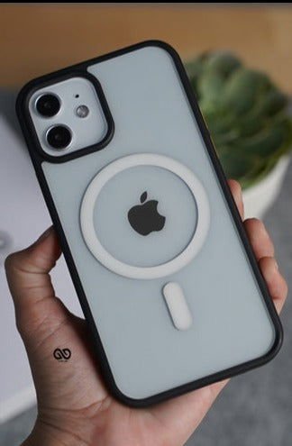 Black MagSafe Clear Transparent Silicone case for Apple iphone 12 - The Hatke