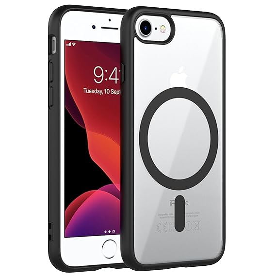 Black MagSafe Clear Transparent Silicone case for Apple iphone 7 - The Hatke