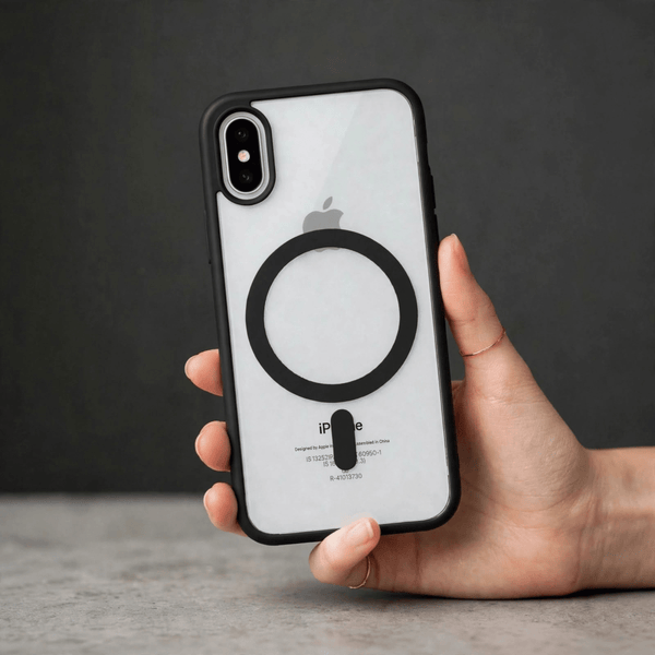 Black MagSafe Clear Transparent Silicone case for Apple iphone X/xs - The Hatke