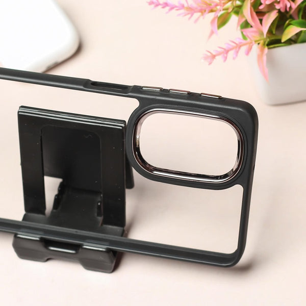 Black Metal Protection Transparent Case for Samsung S23 FE - The Hatke