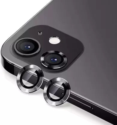 Black Metallic camera ring lens guard for Apple iphone 12 - The Hatke