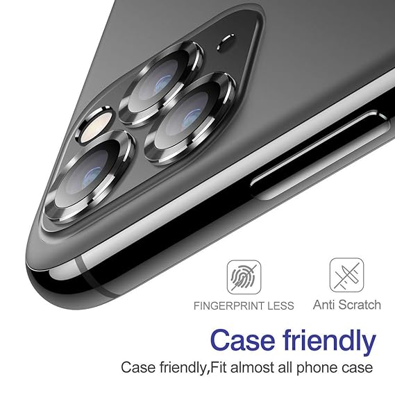 Black Metallic camera ring lens guard for Apple iphone 12 Pro - The Hatke