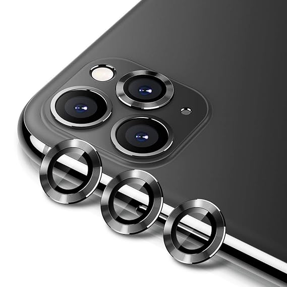 Black Metallic camera ring lens guard for Apple iphone 12 Pro - The Hatke