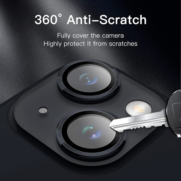 Black Metallic camera ring lens guard for Apple iphone 13 - The Hatke