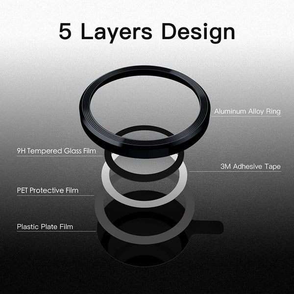 Black Metallic camera ring lens guard for Apple iphone 13 - The Hatke
