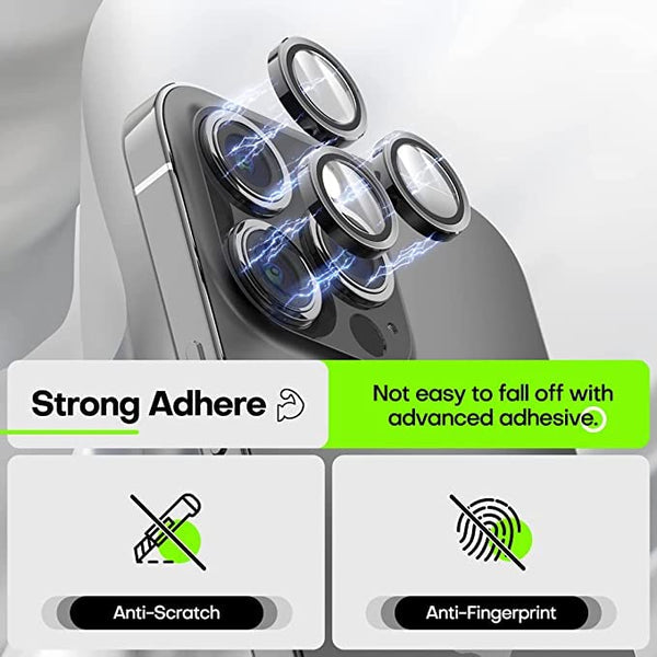 Black Metallic camera ring lens guard for Apple iphone 13 Pro Max - The Hatke