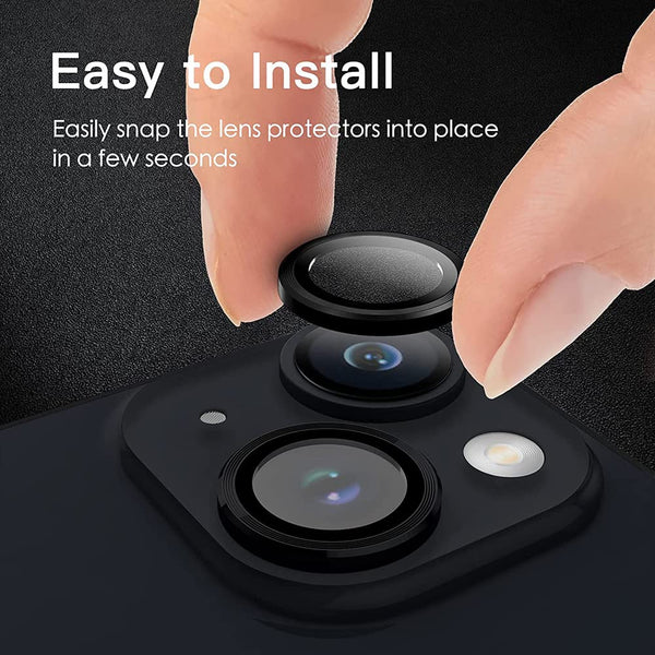 Black Metallic camera ring lens guard for Apple iphone 15 Plus - The Hatke