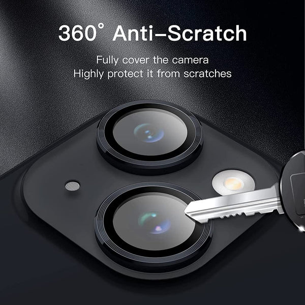 Black Metallic camera ring lens guard for Apple iphone 15 Plus - The Hatke