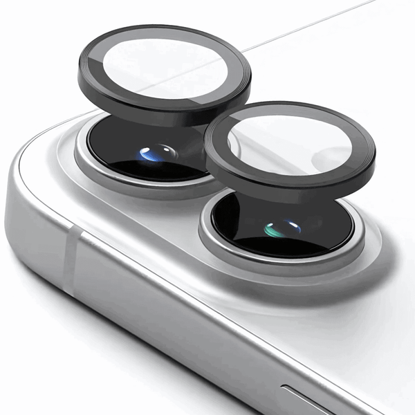 Black Metallic camera ring lens guard for Apple iphone 16 - The Hatke