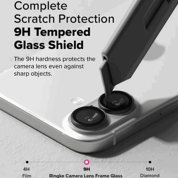 Black Metallic camera ring lens guard for Apple iphone 16 - The Hatke