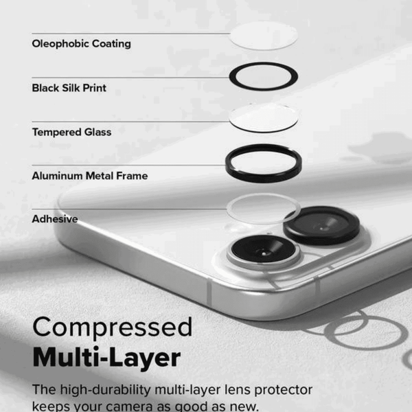 Black Metallic camera ring lens guard for Apple iphone 16 - The Hatke