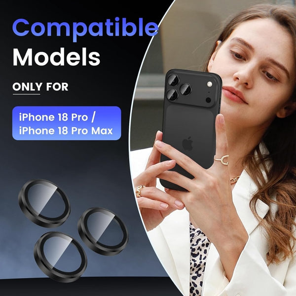 Black Metallic camera ring lens guard for Apple iphone 18 Pro Max - The Hatke