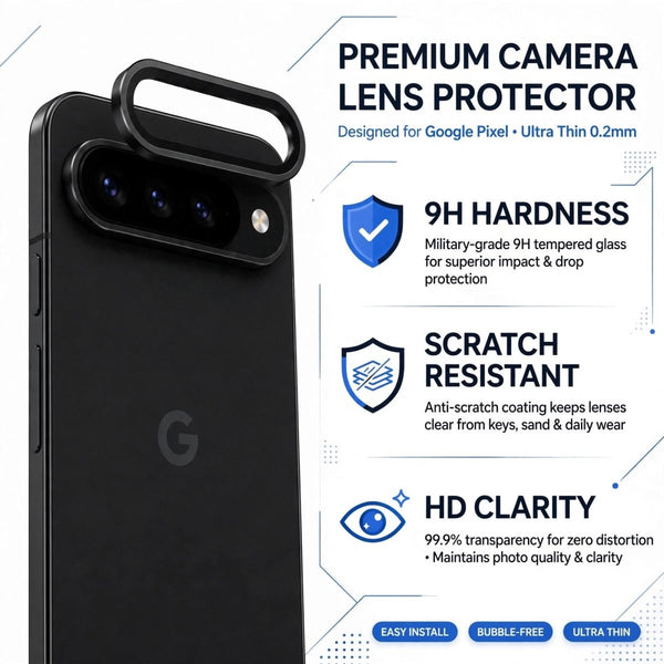 Black Metallic camera ring lens guard for Google Pixel 11 - The Hatke