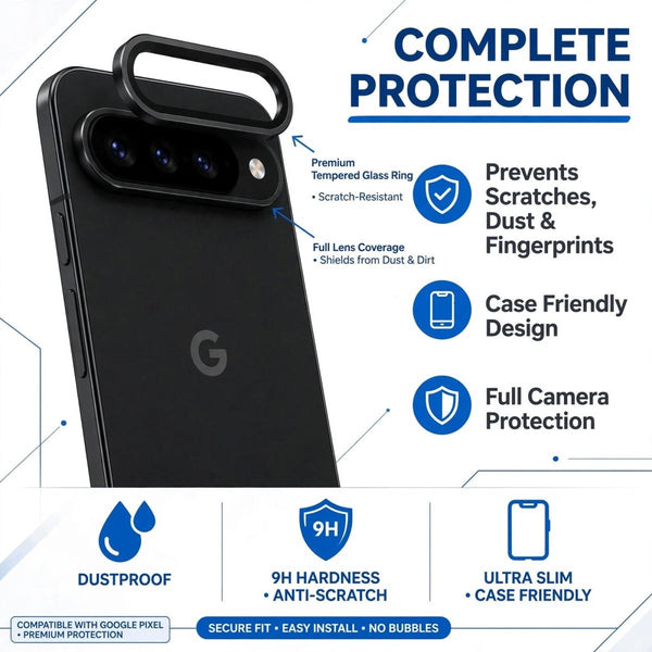 Black Metallic camera ring lens guard for Google Pixel 11 - The Hatke