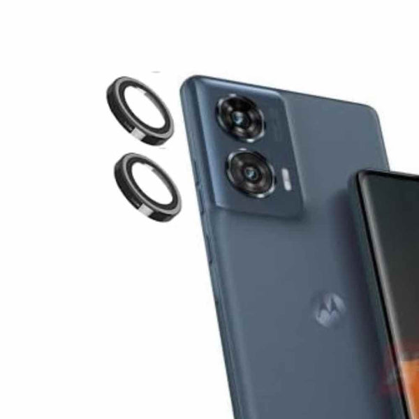 Black Metallic camera ring lens guard for Motorola G85 - The Hatke