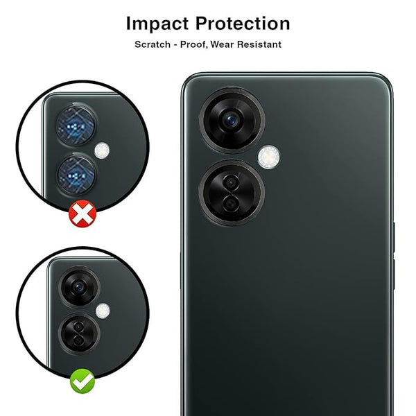 Black Metallic camera ring lens guard for Oneplus Nord Ce 3 Lite - The Hatke