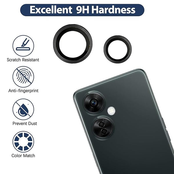 Black Metallic camera ring lens guard for Oneplus Nord Ce 3 Lite - The Hatke