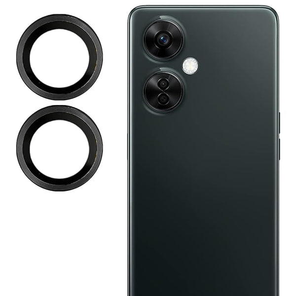 Black Metallic camera ring lens guard for Oneplus Nord Ce 3 Lite - The Hatke