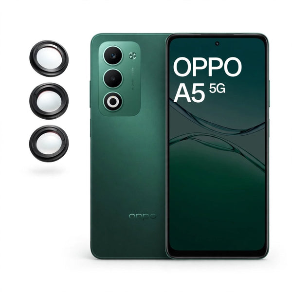 Black Metallic camera ring lens guard for Oppo A5 5G - The Hatke