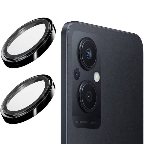 Black Metallic camera ring lens guard for Oppo F21 Pro 5G - The Hatke