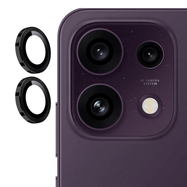 Black Metallic camera ring lens guard for Oppo Reno 16c - The Hatke