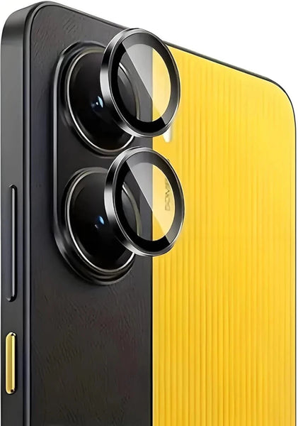 Black Metallic camera ring lens guard for Poco X7 Pro - The Hatke