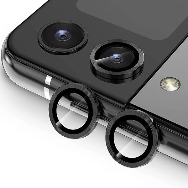Black Metallic camera ring lens guard for Samsung Galaxy Z Flip 4 - The Hatke