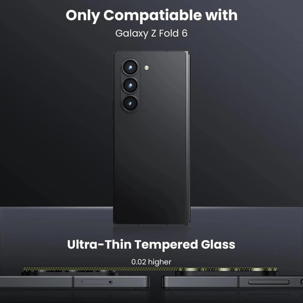 Black Metallic camera ring lens guard for Samsung Galaxy Z Fold 6 - The Hatke