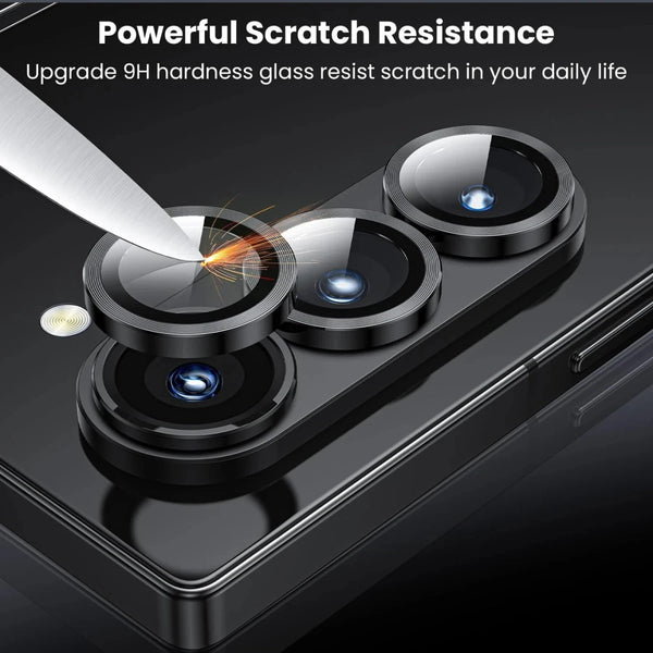 Black Metallic camera ring lens guard for Samsung Galaxy Z Fold 6 - The Hatke
