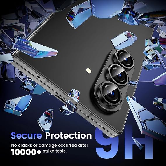 Black Metallic camera ring lens guard for Samsung Galaxy Z Fold 7 - The Hatke