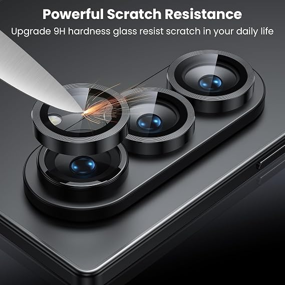 Black Metallic camera ring lens guard for Samsung Galaxy Z Fold 7 - The Hatke