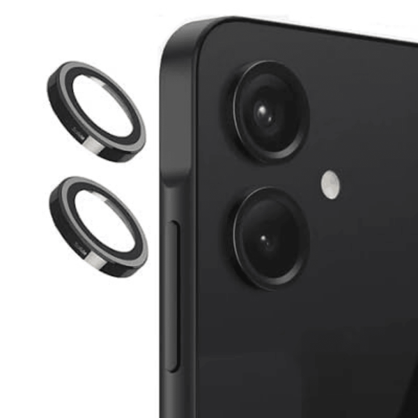 Black Metallic camera ring lens guard for Samsung M06 - The Hatke