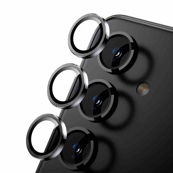 Black Metallic camera ring lens guard for Samsung S24 FE - The Hatke