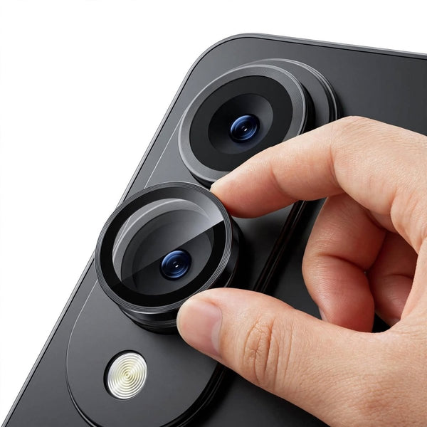 Black Metallic camera ring lens guard for Samsung S25 Edge - The Hatke