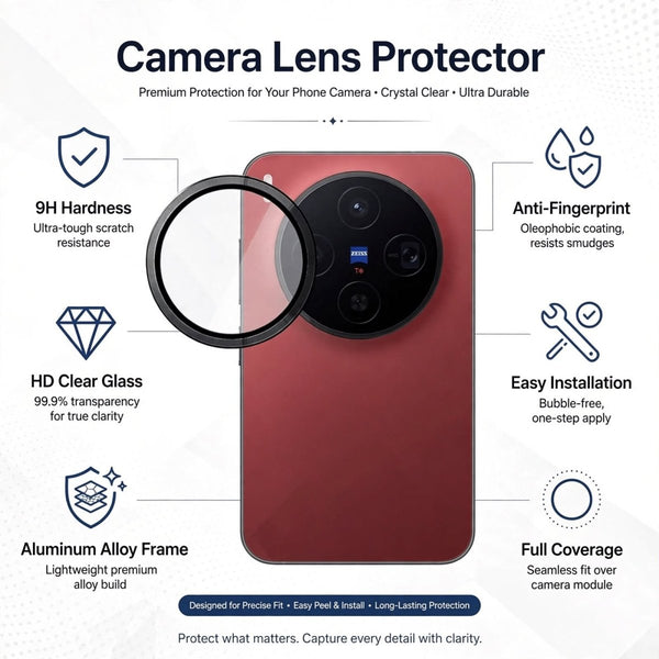 Black Metallic camera ring lens guard for Vivo X300 FE - The Hatke