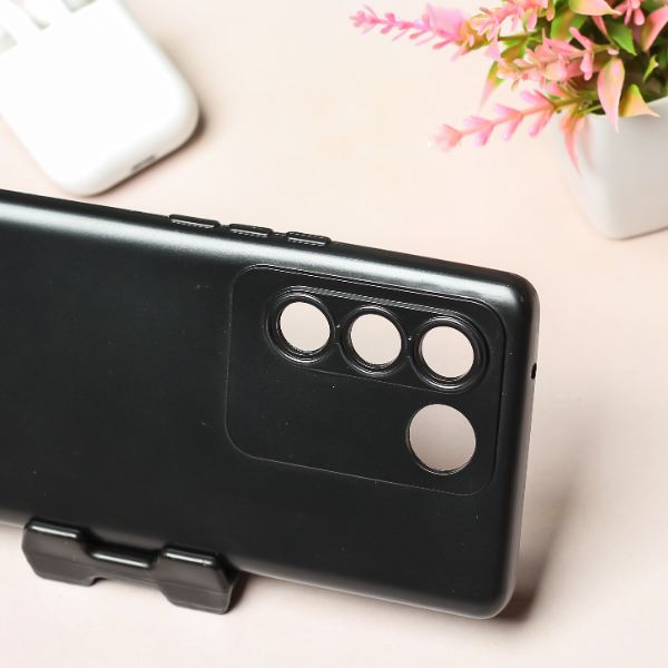 Black Metallic Finish Silicone Case for Vivo V27 5G - The Hatke