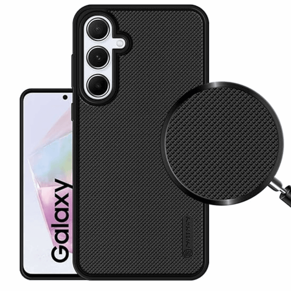 Black Niukin Silicone Case for Samsung A35 - The Hatke