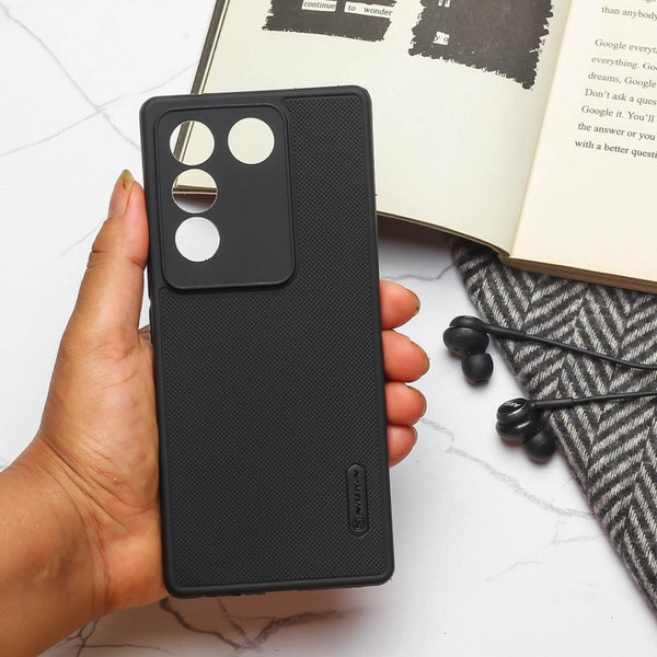 Black Niukin Silicone Case for Vivo V27 - The Hatke